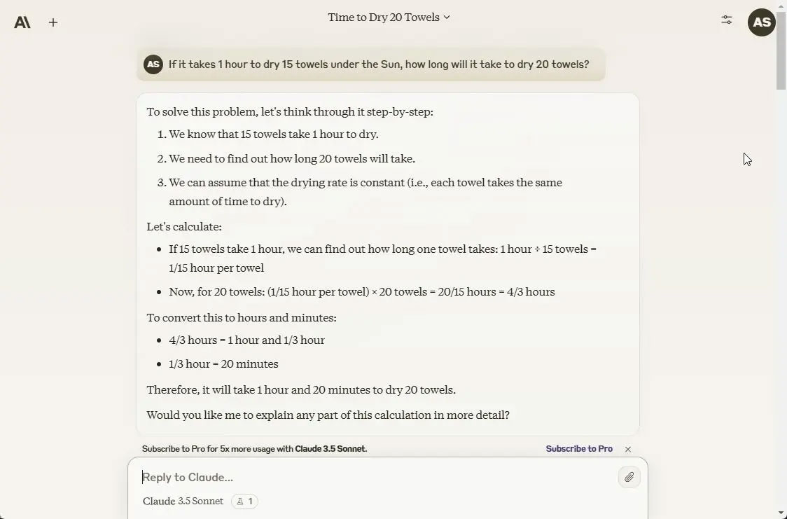 Kiểm tra lý luận trên Sonnet Claude 3.5