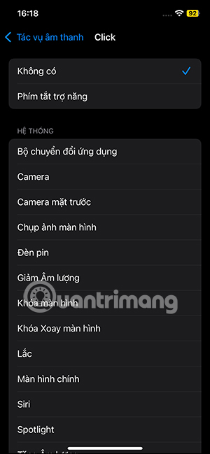 Danh sách thao tác cho âm thanh