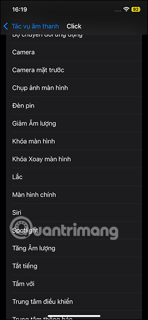 Chọn thao tác cho âm thanh