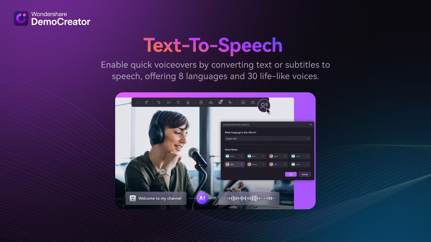 Tính năng chuyển văn bản thành giọng nói của DemoCreator AI