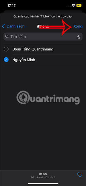 Thay đổi giới hạn danh bạ truy cập iOS 18