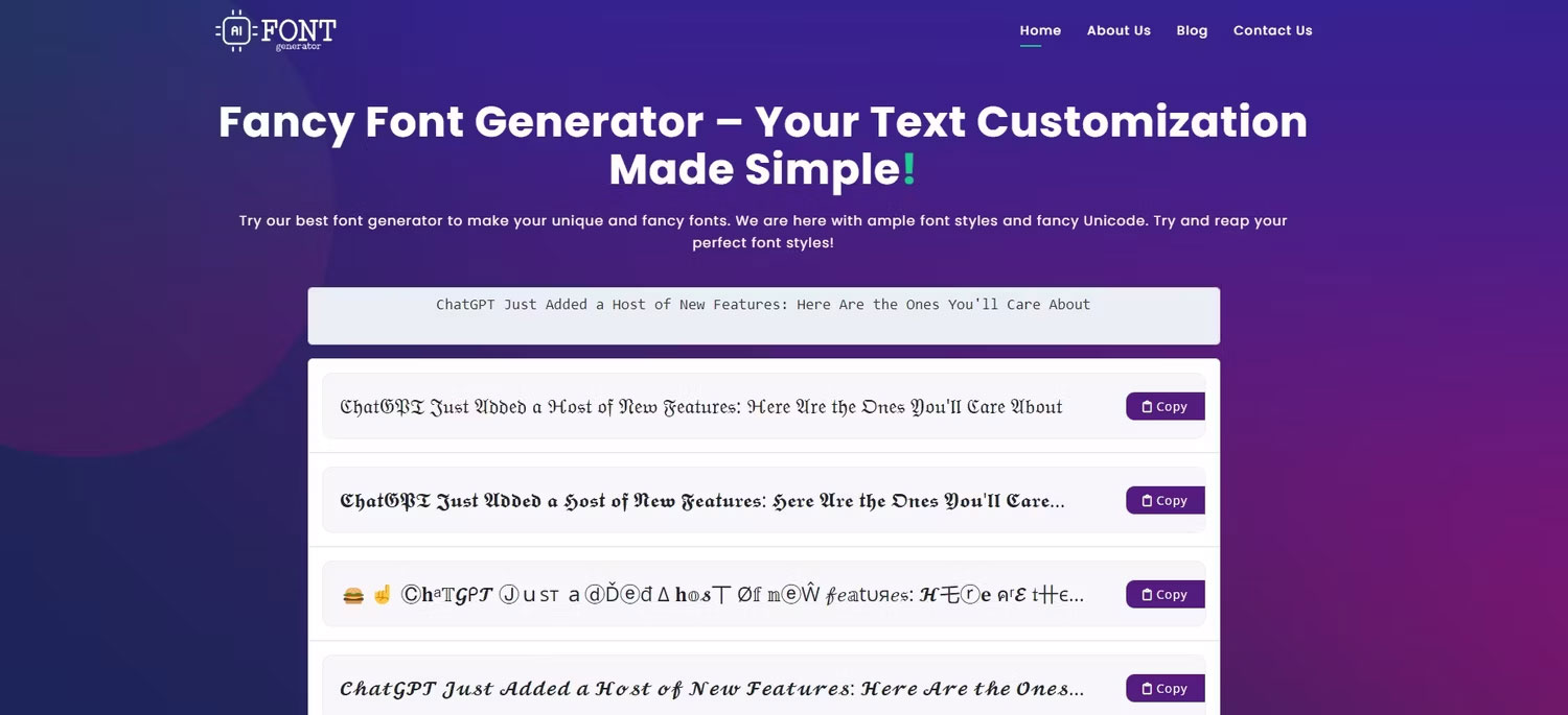 Sử dụng công cụ tạo phông chữ của AIfontgenerator