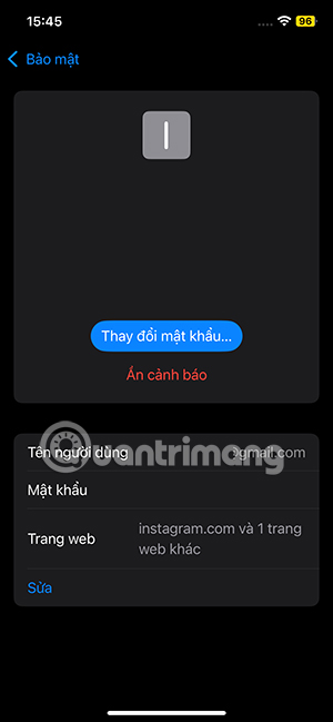 Thay đổi mật khẩu cảnh báo 