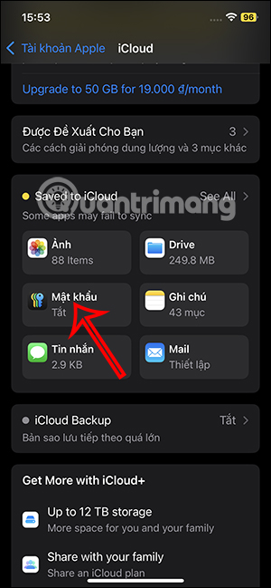 Mật khẩu lưu trong iCloud