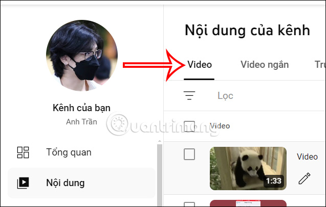 Video đăng trên YouTube Studio