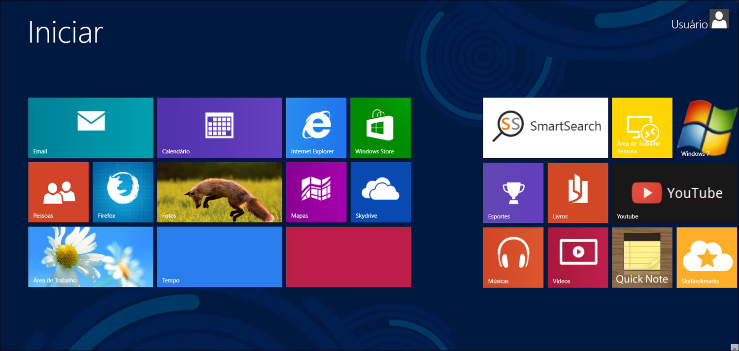 Màn hình chính của Windows 8 hiển thị giao diện tile của Metro UI