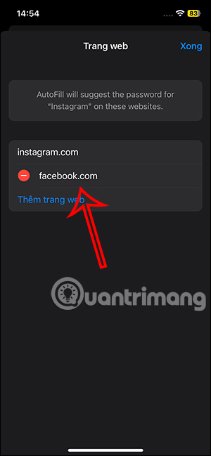 Trang web cùng mật khẩu