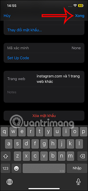 Danh sách trang web đã thêm