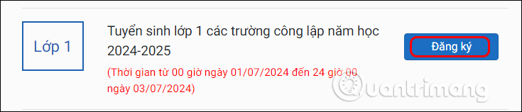 Đăng ký tuyển sinh lớp 1