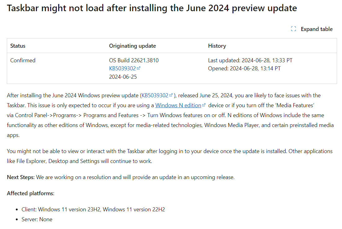 Microsoft xác nhận các bản cập nhật Windows 11 gần đây gây lỗi thanh taskbar