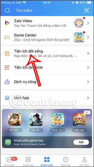 Tiện ích đời sống trên Zalo