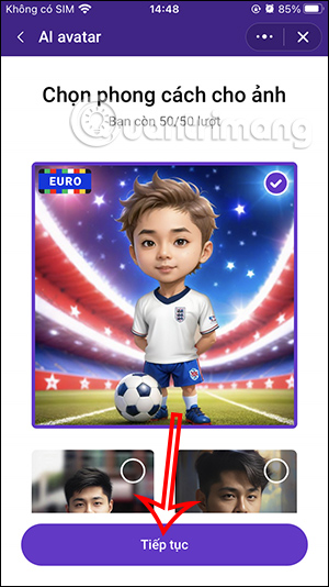 Tạo avatar AI Zalo Euro