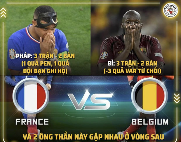 Pháp và Bỉ, 2 đội bóng được đánh giá cao nhưng lại để lại nhiều thất vọng nhất tại Euro năm nay. (Ảnh: Troll bóng đá).