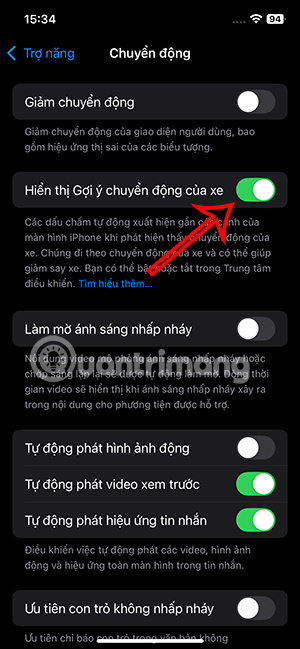 Kích hoạt tính năng giảm say xe trên iPhone 