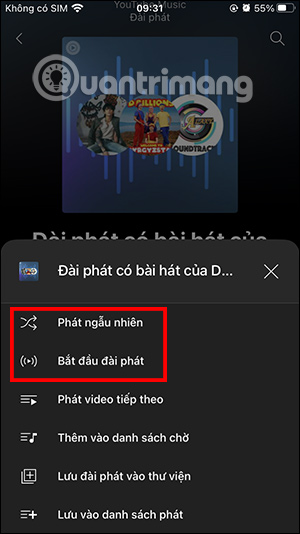 Phát radio YouTube Music