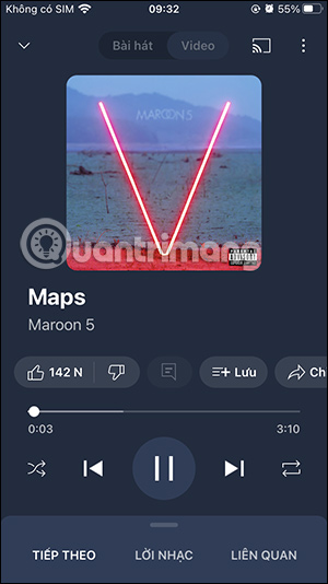 Phát nhạc trên YouTube Music radio