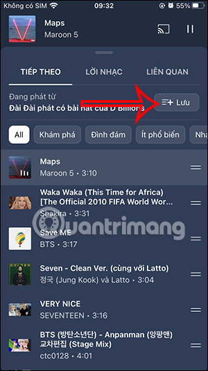 Lưu radio YouTube Music