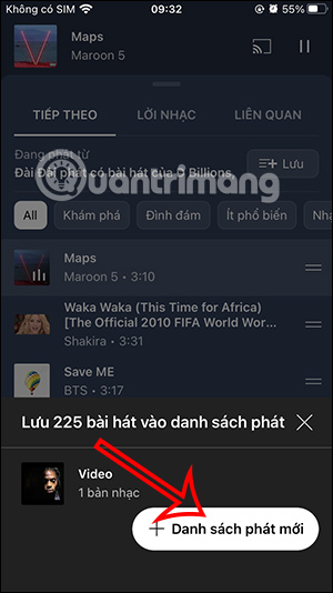 Tạo danh sách radio YouTube Music