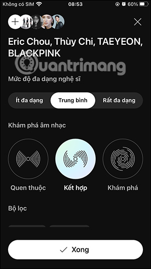 Chỉnh thiết lập radio
