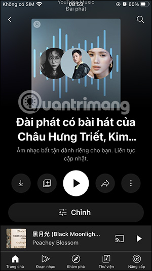 Giao diện YouTube Music radio