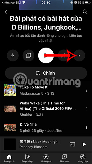Tùy chọn radio YouTube Music