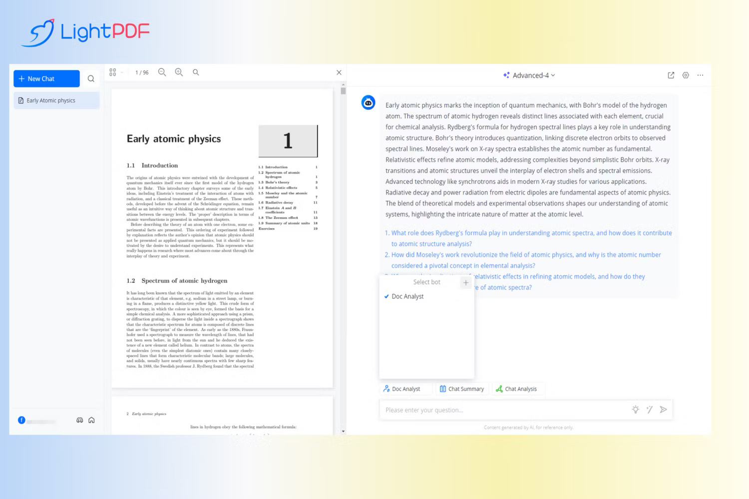 Tính năng tạo bot của LightPDF