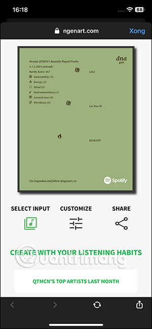 Chọn theme biểu đồ DNA Spotify