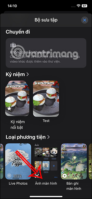 Chọn ảnh chụp màn hình iPhone