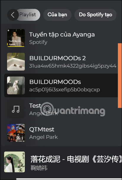 Chọn playlist Spotify muốn xóa trên máy tính