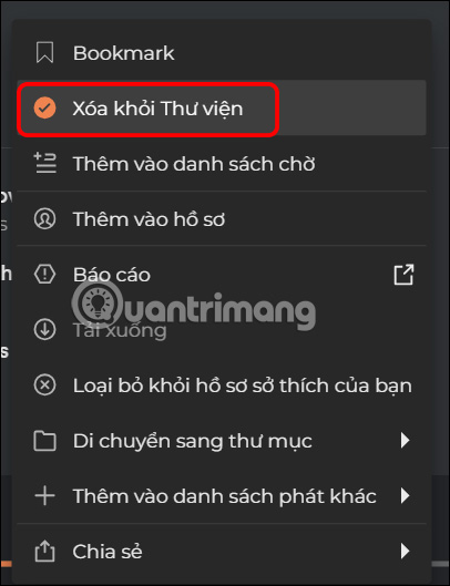 Xóa playlits khỏi thư viện 