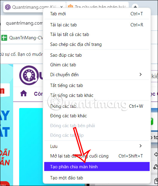 Tùy chọn chia đôi màn hình trên Opera