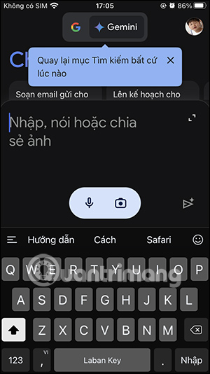 Giao diện Gemini trong Google Search