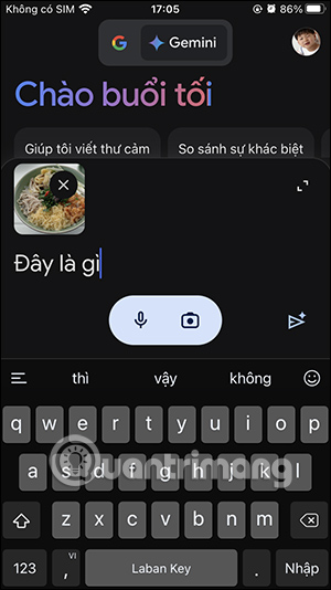 Gửi câu hỏi cho Gemini
