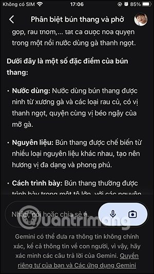 Phản hồi từ Gemini