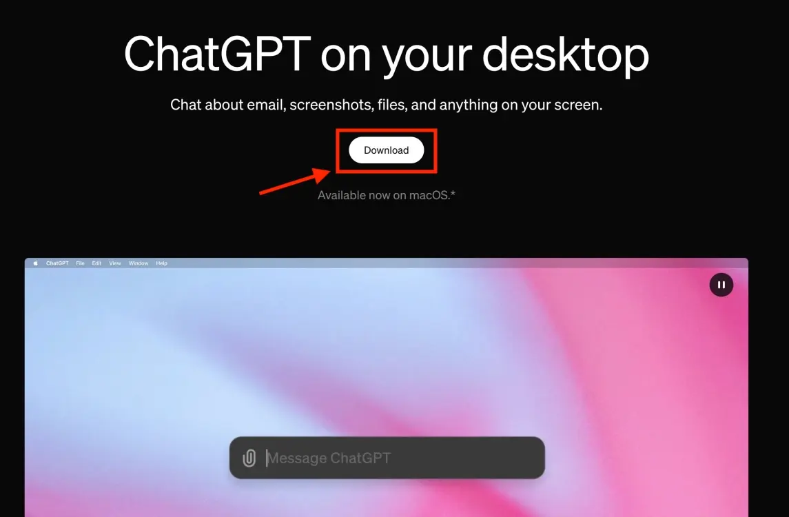 Tải xuống ứng dụng ChatGPT macOS