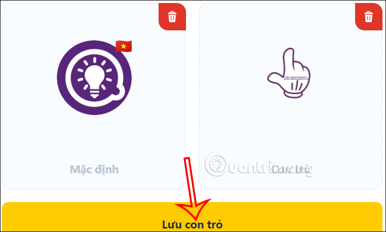 Lưu trỏ chuột tự tạo trên Cute Cursor