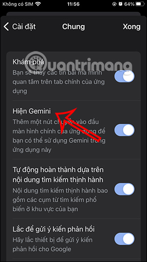 Hiện Gemini trong Google Search