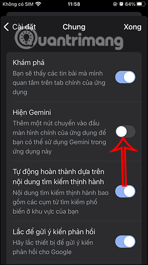 Tắt hiện Gemini trong Google Search