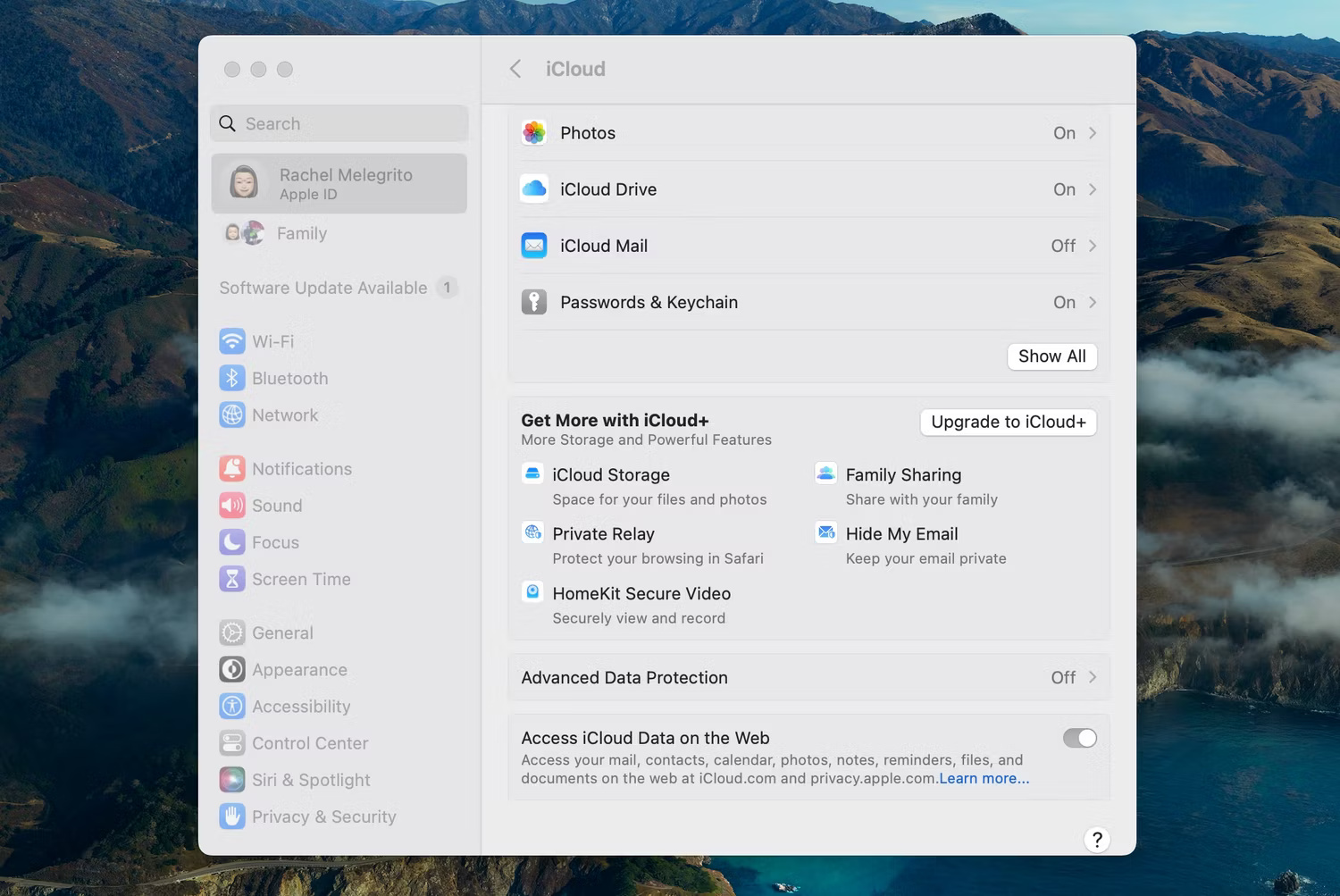 Tùy chọn nâng cấp lên iCloud+ trên máy Mac