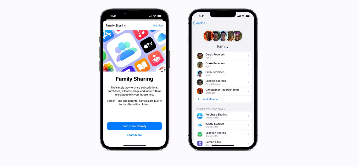 Menu chia sẻ gia đình iCloud+ trên iPhone