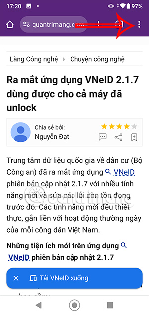 Tùy chỉnh trang web Chrome Android