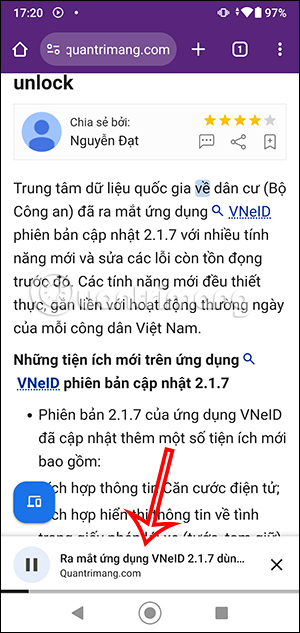 Đọc trang web Chrome Android