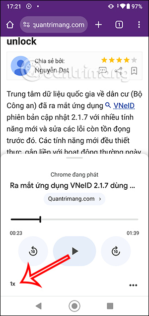 Chỉnh tốc độ đọc 