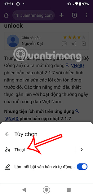 Chỉnh giọng đọc 