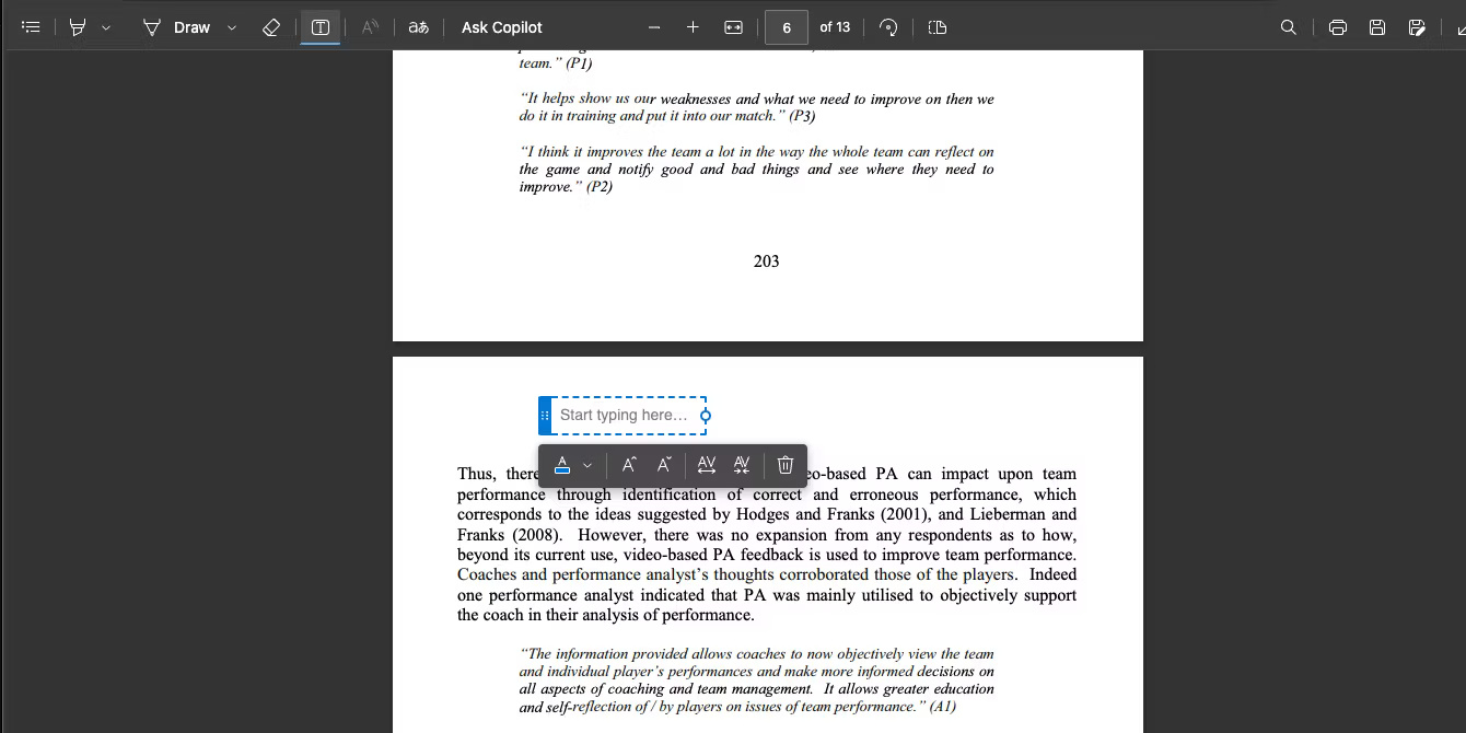 Thêm văn bản vào PDF trong trình đọc PDF của Edge