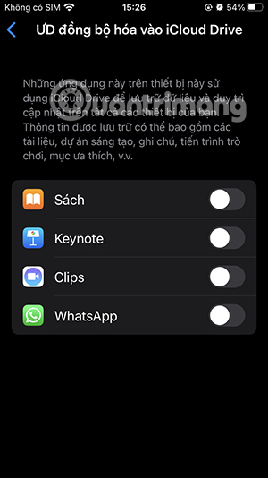 Tắt Keynote lưu file vào iCloud Drive