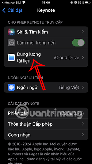 Chỉnh lưu file cho Keynote