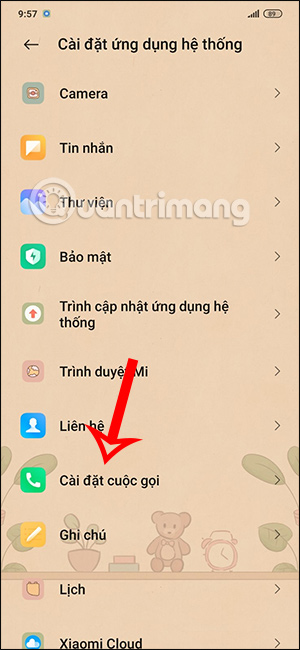 Cài đặt cuộc gọi Android