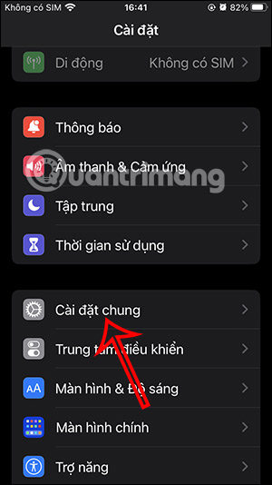 Cài đặt chung iphone