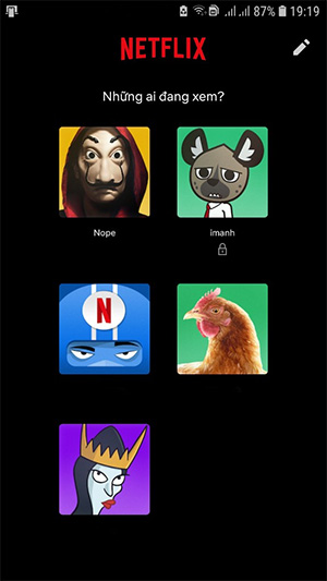 Hồ sơ Netflix trên điện thoại 